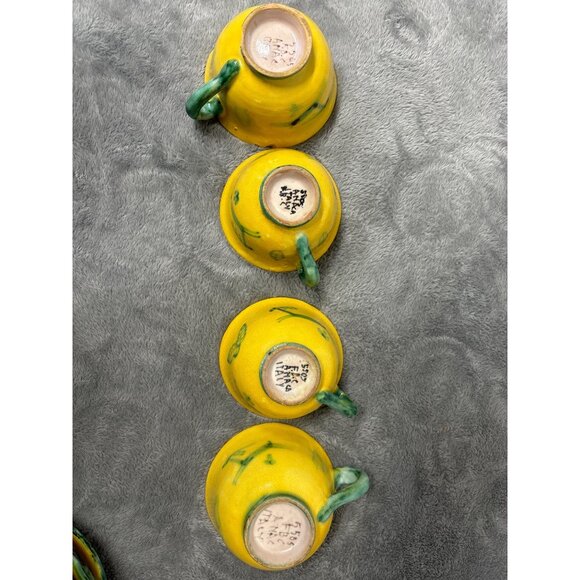 F.B.C. Anaca Italy Ceramic Tea Cup & Saucer Set Artisan 5505 Folkart signed - Picture 13 of 16